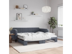 Vidaxl Sofá-cama C/ Gavetão/colchões 100x200 Cm Veludo Cinzento-escuro