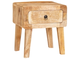 Conjunto 1 Mesa De Apoio Vidaxl Castanho Madeira De Mangueira Maciça (40 X 32 X 46 Cm)