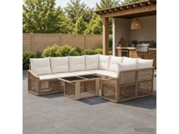 Vidaxl Conjunto De Sofá De Jardim 9 Unid. Bege E Branco Creme Vime Pe