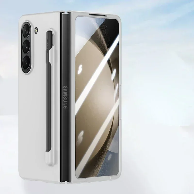 Capa Para Celular (branca, Galaxy Z Fold6) Com Compartimento Para Guardar A S Pen E Protetor De Tela Integrado.