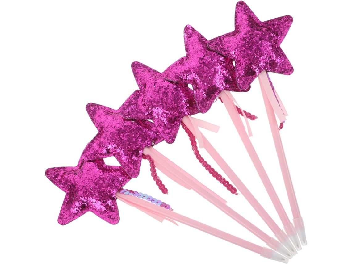 Conjunto De 5 Canetas Esferográficas Com Glitter E Design Estrelas,