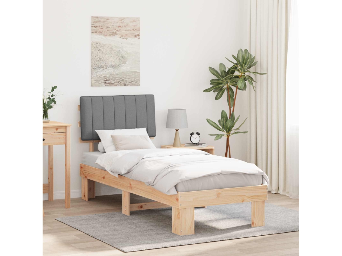 Vidaxl Estrutura De Cama Com Cabeceira Estofada Cinzento-claro
