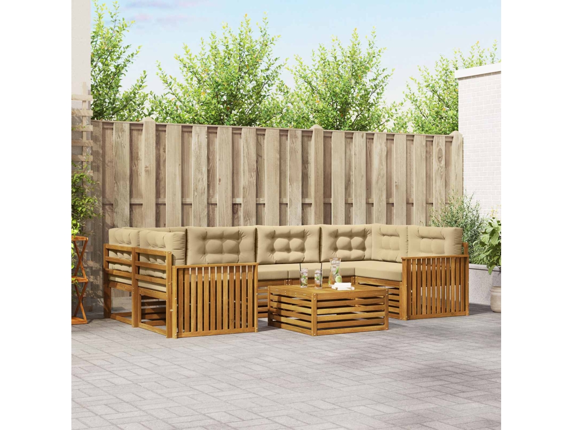 Vidaxl Conjunto De Sofás Para Exterior 7 Pcs Natural E Bege