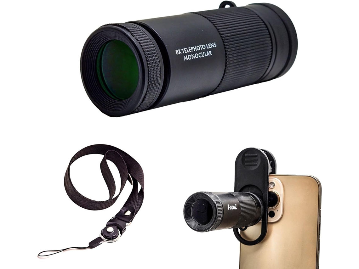 Telescópio Monocular 8x Para Iphone, Android E A Maioria Dos Smartphones, Com Lente Telefoto Com Zoom Óptico De 8x (preto)