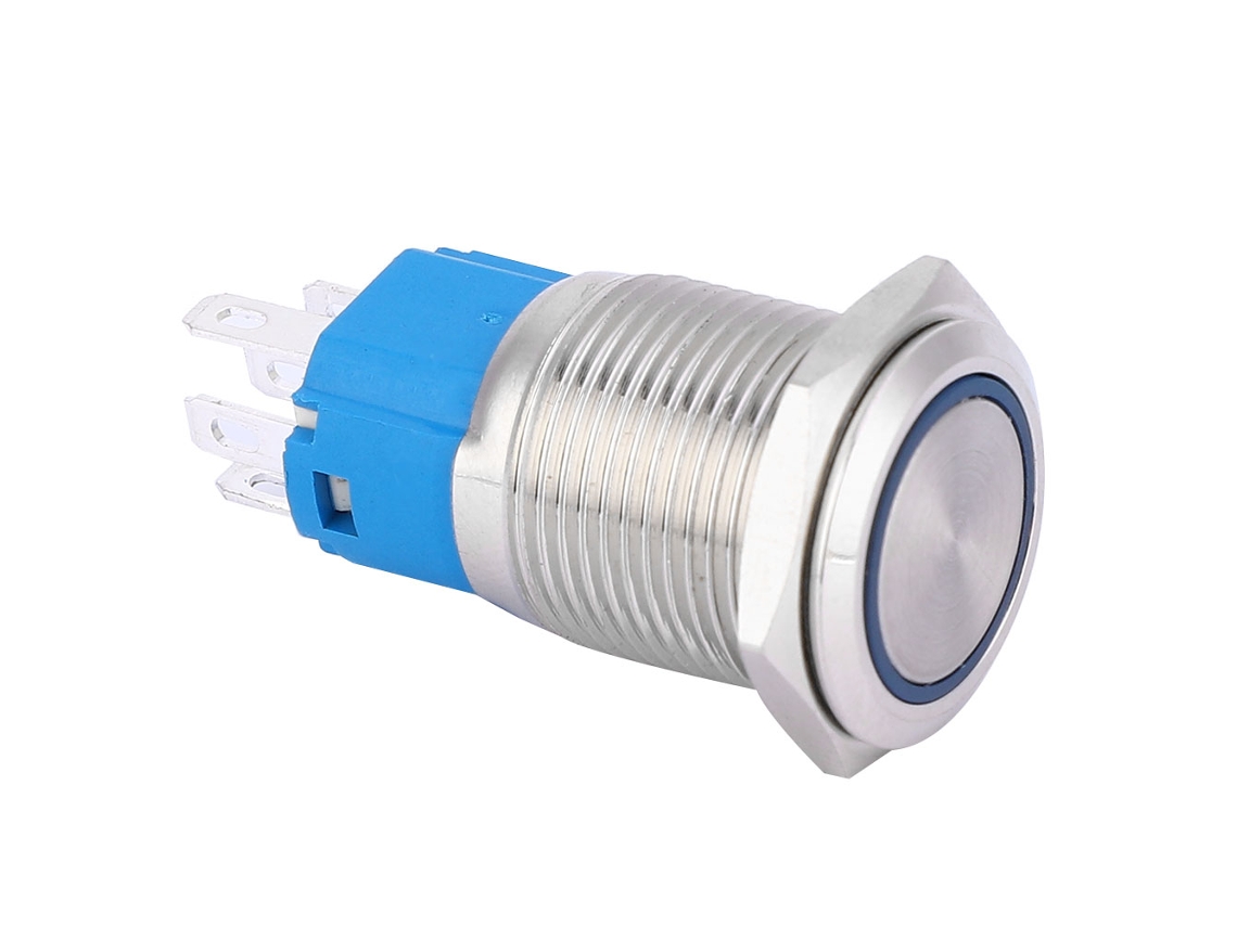 Interruptor Led Metal 16mm 24v Azul Auto resetar