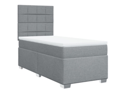 Cama com Molas e Colchão Tecido Cinzento Claro MAISON EXCLUSIVE (90x190 cm)
