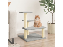 Vidaxl Árvore P/ Gatos C/ Postes Arranhadores Sisal 61 Cm Cinza-claro
