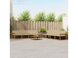 Vidaxl Conjunto De Sofás Para Exterior 9 Pcs Natural E Bege