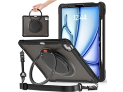 Capa Para Ipad Pro 12.9 (4/5/6 Geração) Com Proteção Extra Contra Impactos E Alça De Ombro, Preta Antichoque