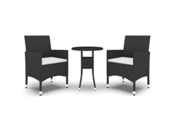 Maison Exclusive - 3 Pcs Conjunto De Jantar Para Jardim Vime Pe Preto