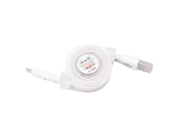 Cabo de dados retrátil branco USB com rosto sorridente, carregamento com luz LED EOOCOO