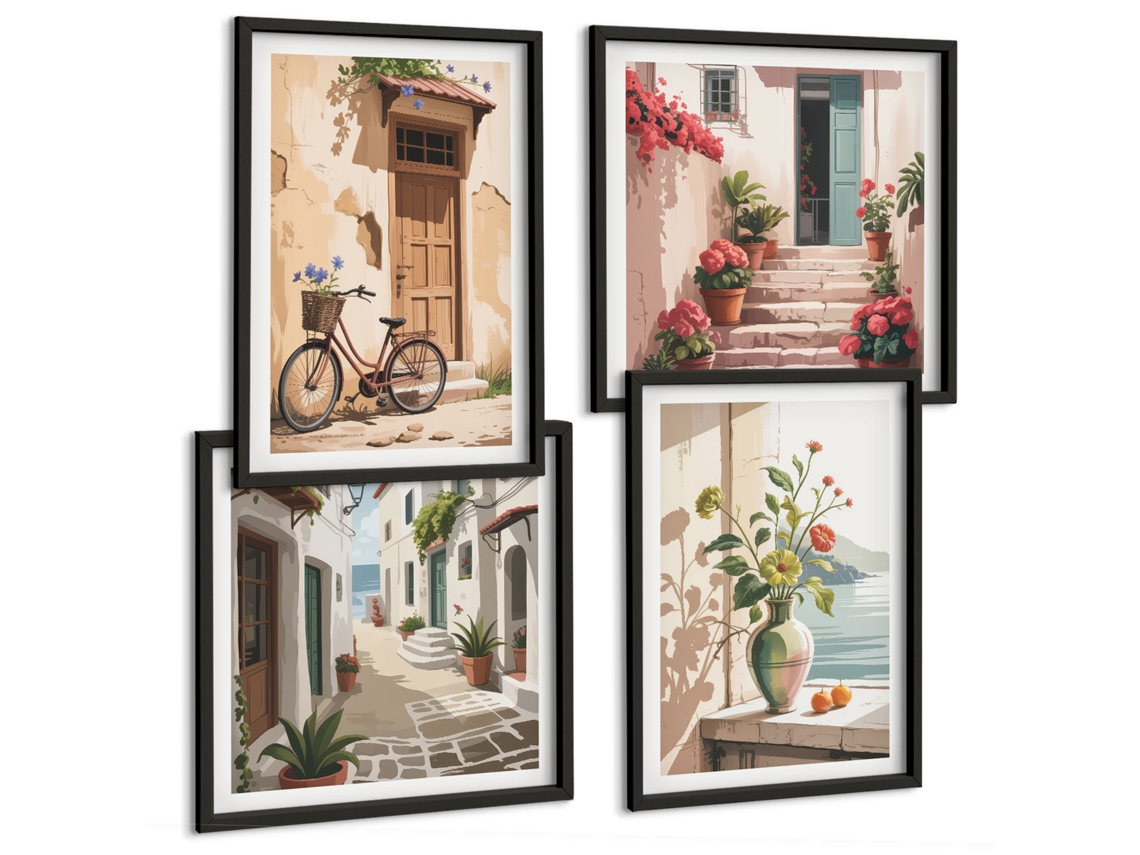 Composição De Quadros Vistas Litorâneas Estilosas Espelharte (4 Peças)