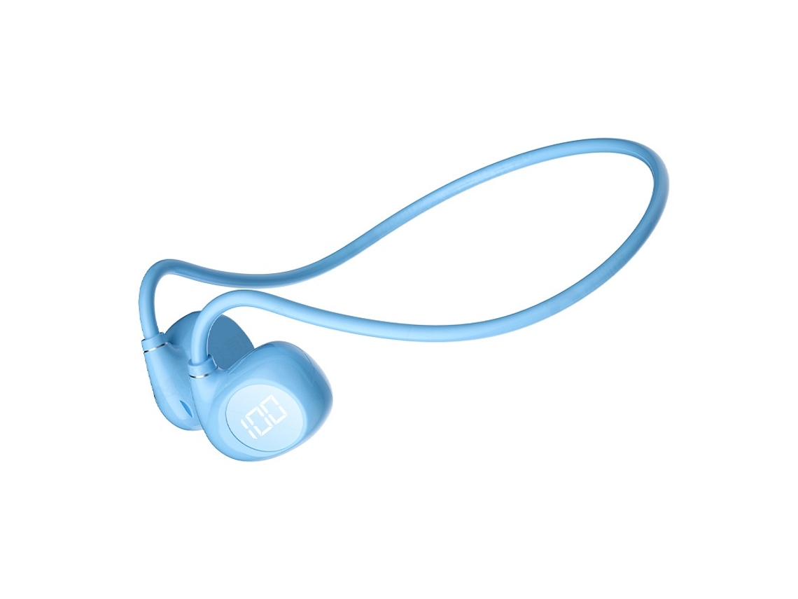 Fones Condução Aérea Orelha Aberta Esportivos Condução Ar Fita Pescoço Resistente Suor Redução Ruído Bluetooth 5.3 Azul JIAPEI
