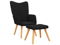 Relaxing Chair With Stool, Relaxing Chairs With Stools Vidaxl Preto Tecido