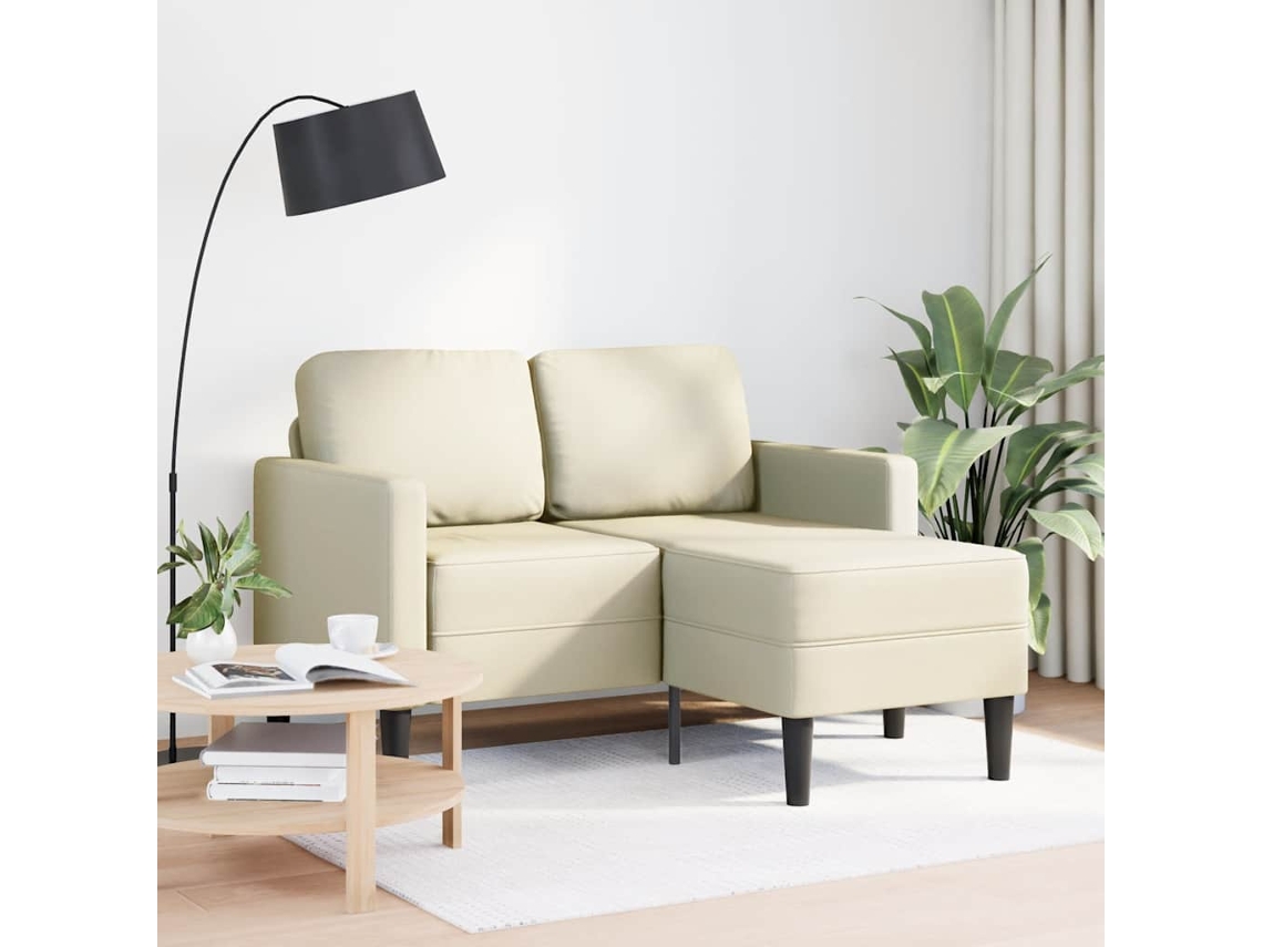 Vidaxl Sofá 2 Lugares Com Chaise Em L 125 Cm Couro Artificial Creme