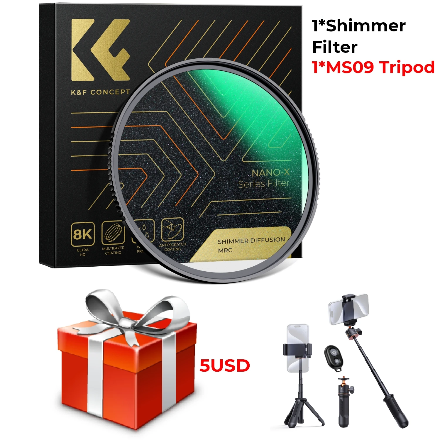 Filtro De Difusão Shimmer 1 Ms09 Com Vidro Espelhado Microlight, 62mm