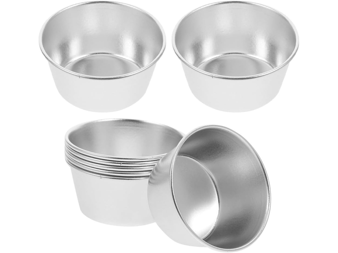 Conjunto De 8 Formas Redondas De Aço Carbono Para Tarteletes De Ovo