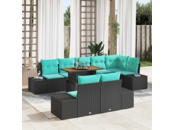 Vidaxl Conjunto De Sofá De Jardim 9 Unid. Preto Rattan Sintético