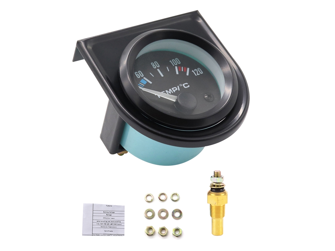 Medidor De Temperatura Da Água Para Carro Digital, Durável, 12v, Universal, 2 E 52mm, 40-120°c, Led Com Adaptador De Sensor De Temperatura De Água Co
