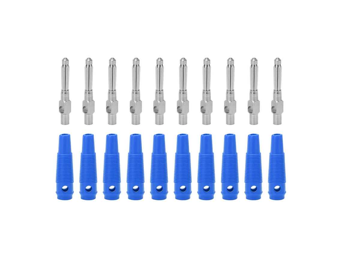 Yuru 10pcs Plugue Banana 4mm 7pin Macho Empilhavel Cobre 1000v 32a com Mangueira Macia Parafuso Aperto Azul