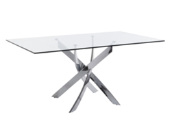 Mesa de Refeição ANGEL CERDÁ. 1061 (Prateado - Vidro, Aço - 150 x 95 x 75 cm)