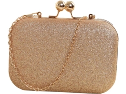 Bolsa Feminina Mini Com Fecho De Pressão, Estilo Clutch De Ombro Com Corrente, Ideal Para Casamentos E Banquetes, Dourada.