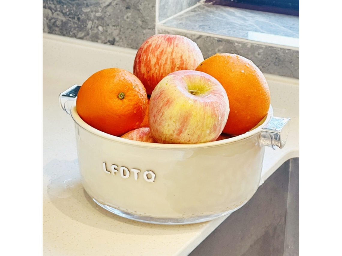 Cesto Multifuncional Com Escorredor Duplo - Taça De Lavagem De Fruta E Coletor De Resíduos Para Lavatório