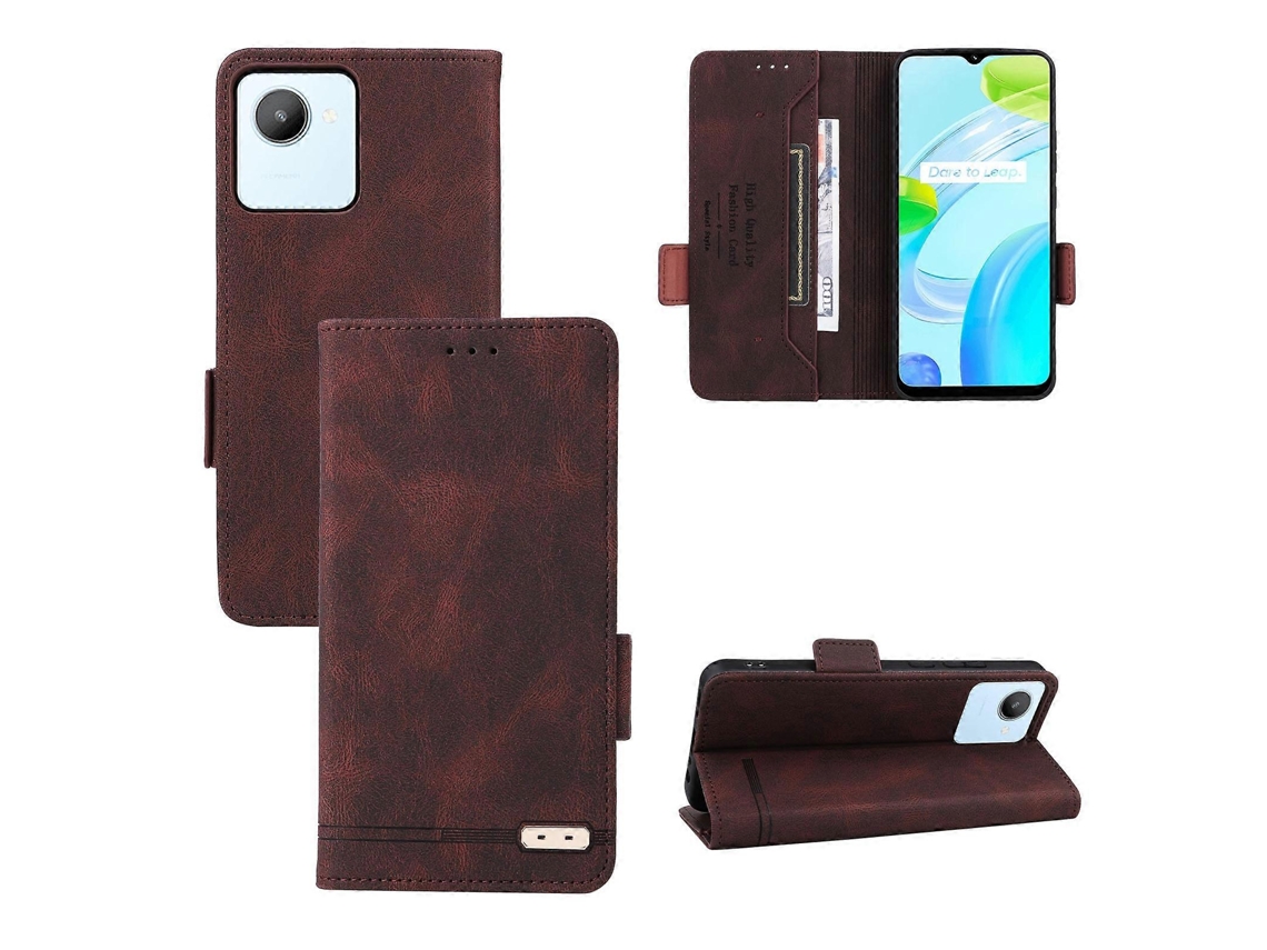 Capa De Couro Flip Com Fecho Magnético Para Realme C30
