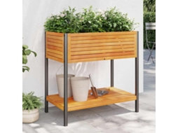 Vidaxl Vaso/floreira Jardim C/ Prateleira 80x45x80cm Acácia Maciça/aço
