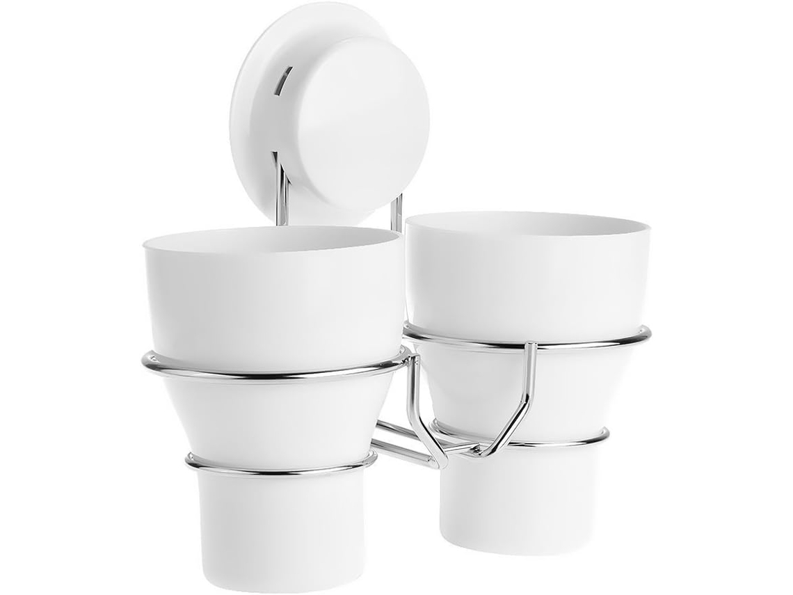 Suporte de parede para escova de dentes com 2 compartimentos, ventosas | AQUAFORGE