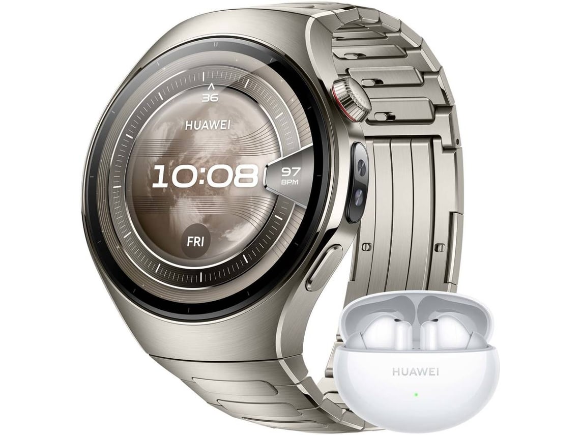 Smartwatch HUAWEI Watch 5 (46 mm - Titânio) Com Oferta de Auriculares Freebuds 6i Branco