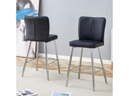 Banqueta De Bar De Duas Peças Em Pu Preto, Com 101 Cm De Altura: Encosto Ergonômico, Confortável E Elegante.