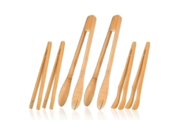 Conjunto de 6 Pinças de Madeira para Torradeira, Utensílios de Cozinha de Bambu, Cor Madeira