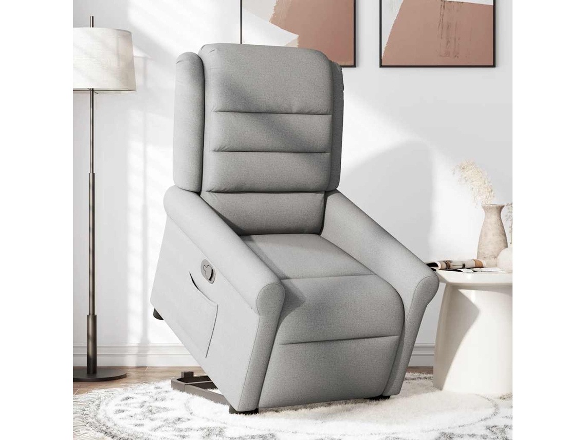 Vidaxl Poltrona Reclinável Elevatória Tecido Cinzento-nublado
