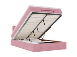 Estrutura de Cama Otomana com Colchão 120x200 cm Veludo Rosa CHABERLU