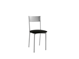 Cadeira de Cozinha Valencia em Alumínio 40x86x44cm Couro Preto FANMUEBLES