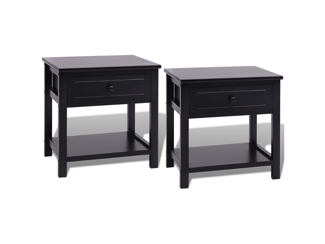 Mesas de Cabeceira, 2 Pcs, Madeira, Preto MAISON EXCLUSIVE