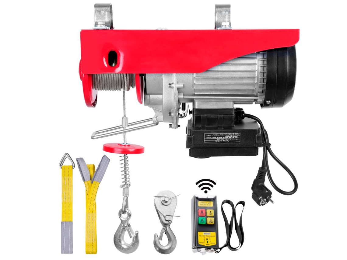 Guincho Elétrico 250kg Com Cabo De 12m, Motor De Cobre E Controlo Remoto Para Oficina E Garagem Tekmaquinas