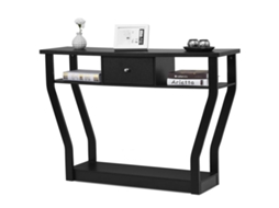 Mesa de Consola Preta com Gaveta e Prateleira 120 X 30 X 81 Cm NORTHIX