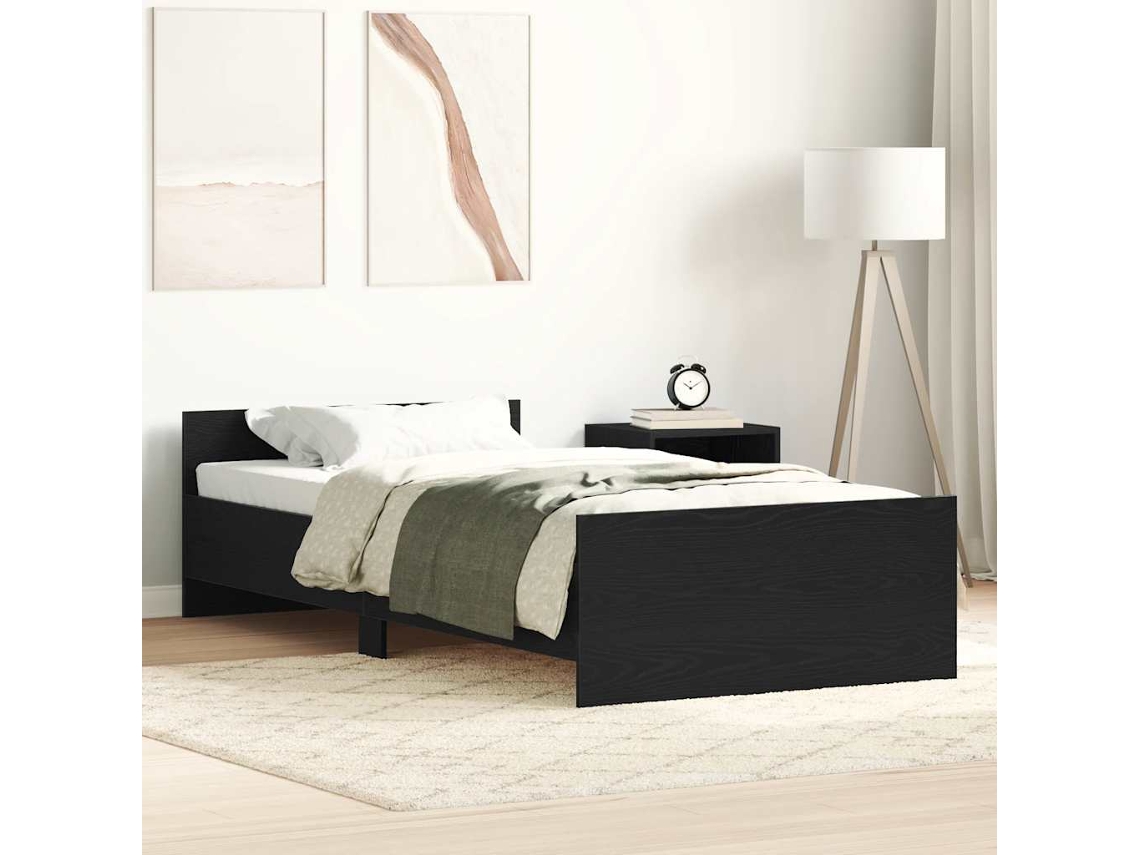 Vidaxl Estrutura Cama S/ Colchão Derivados Madeira Carvalho Preto