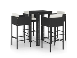 Maison Exclusive - 5 Pcs Conjunto De Bar P/ Jardim C/ Almofadões Vime Pe Preto