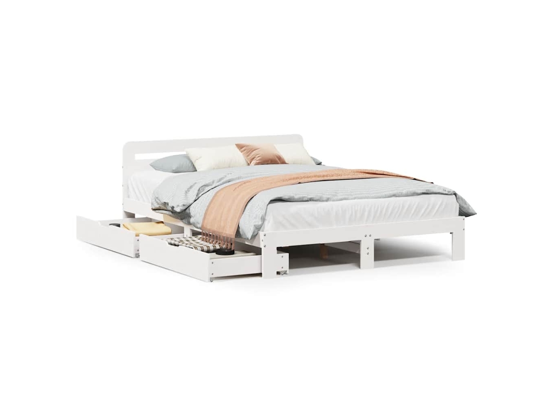 Bed Frame, Bed Frames Vidaxl Branco Madeira De Pinho (160 X 200 Cm)