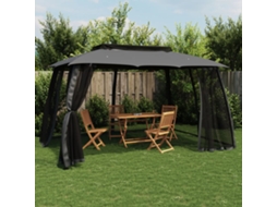 Vidaxl Gazebo C/ Teto Duplo/paredes De Malha 3,93x2,93 M Aço Antracite