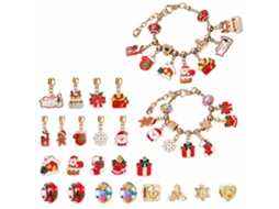 Kit Para Fazer Pulseiras Com Contas E Pendentes (natal - Dourado E Vermelho)