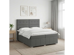 Vidaxl Cama Box Spring Com Colchão Cinzento-escuro 200 X 200 Cm Tecido