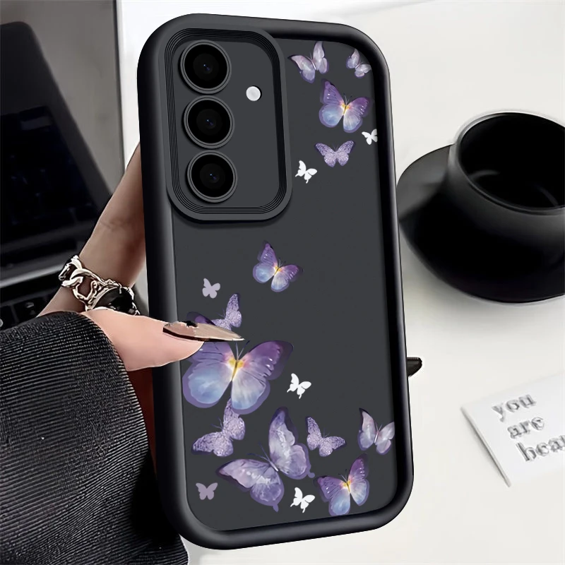 Capa Protetora Macia Com Estampa De Borboleta Para Celular Samsung Galaxy S21 Plus (preta)