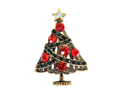 Broche Em Liga De Forma De Árvore De Natal Com Zircões Coloridos Para Mulheres