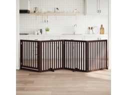 Vidaxl Portão P/ Cães C/ Porta Dobrável 4 Painéis 320cm Álamo Castanho