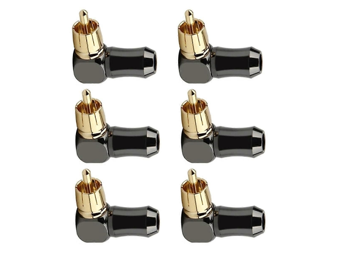 6 Conectores Rca Macho 90 Graus Para Áudio E Vídeo