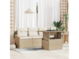 Vidaxl Conjunto De Sofá De Jardim 5 Unid. Bege E Creme Vime Pe